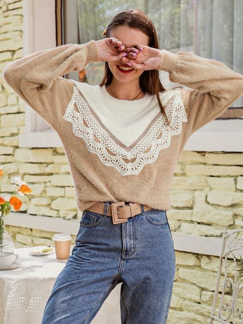 BOHO SPITZENPULLOVER