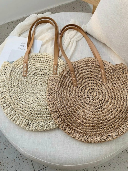 TASCHE AUS GEWEBTEM STROH IM boho CHIC