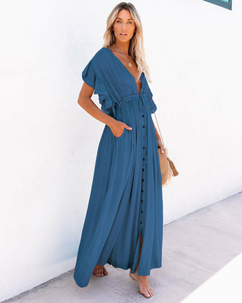 Langes boho-Kleid Marineblau