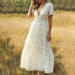 BOHO weiß MAXIKLEID