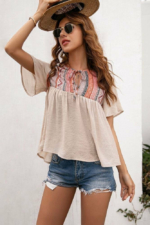 Fliessende Bluse mit Boho Print