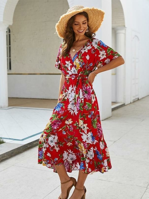 Vintage Blume Boho  Kleid