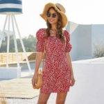 Boho Sommerkleid Rot Blume