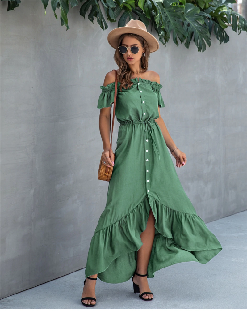 boho-Kleid Smaragdgrün