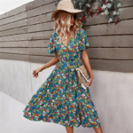 Boho Kleid Blume Mehrfarbig