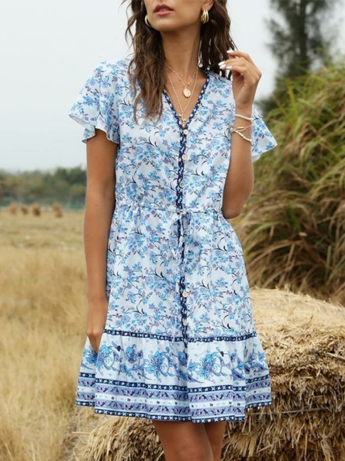 Boho Kleid Blume Strand