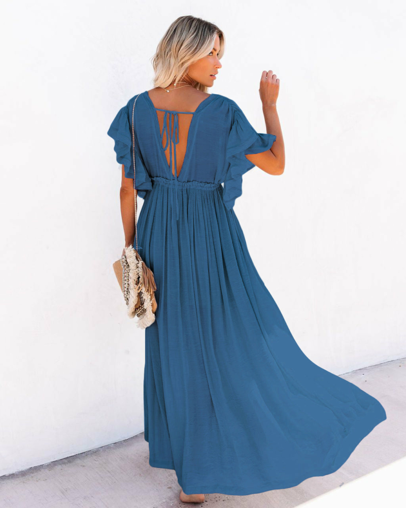 Langes boho-Kleid Marineblau