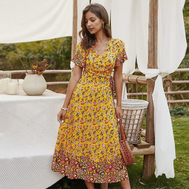 Boho Kleid Blume Türkis