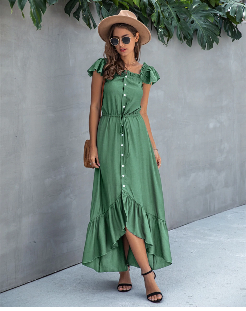 boho-Kleid Smaragdgrün