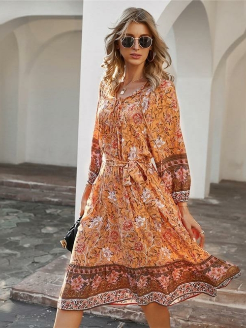 Boho Kleid Fliessend Blume