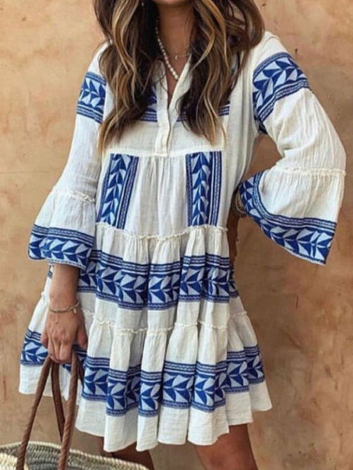 TUNIKA KLEID BLAU WEISS