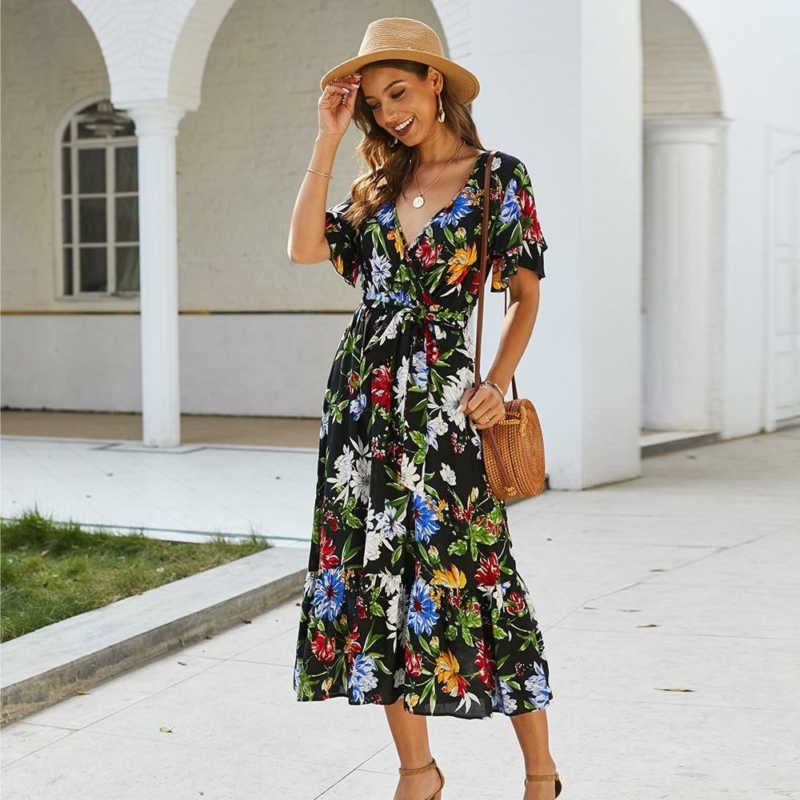 Vintage Blume Boho  Kleid