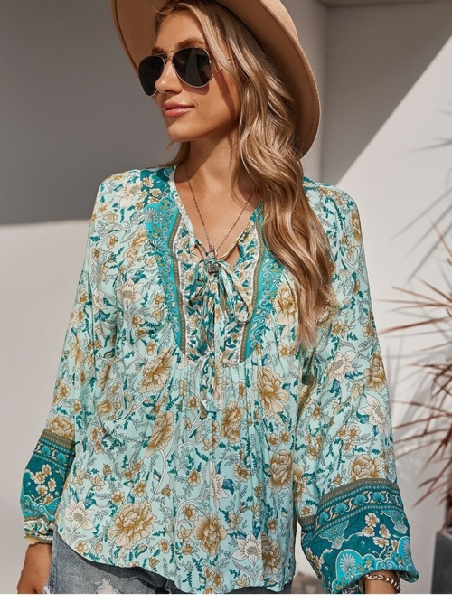 Bluse Blau boho