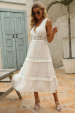 boho-Kleid Chic Weiß mit Spitze