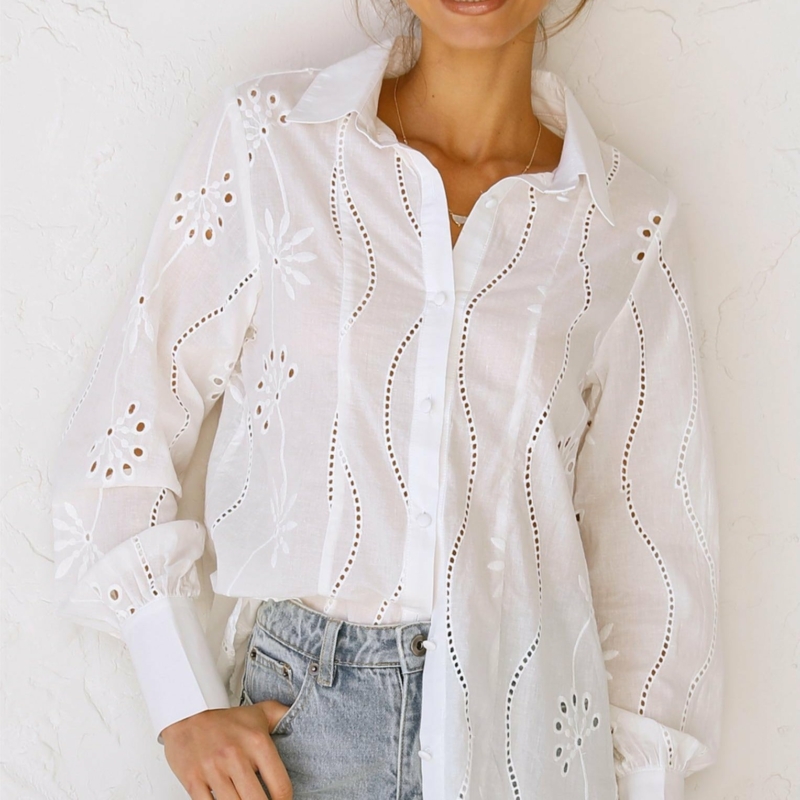 BOHO SHIRT FLORALE STICKEREI