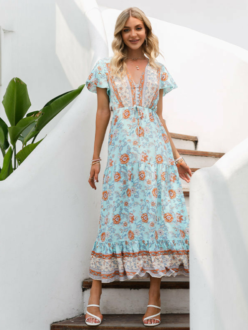 KLASSISCHES BOHO-BLUMENKLEID