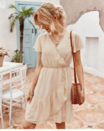 boho-Kleid Kurz Beige