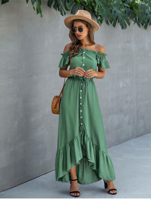 boho-Kleid Smaragdgrün