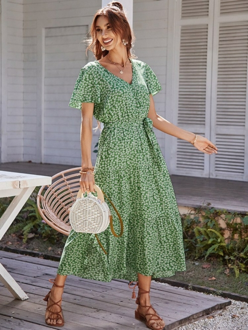 Boho Kleid Blau Blume Hochzeit