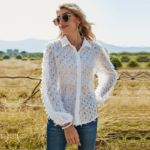 boho Bluse Frau Weiß