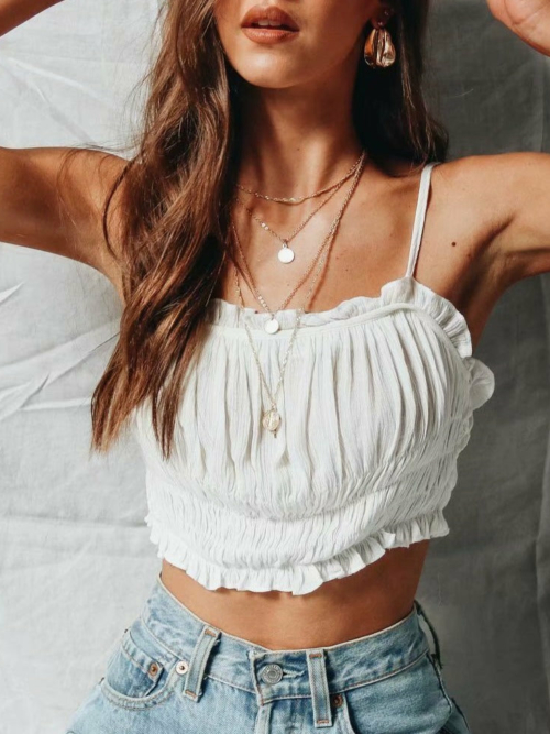 BOHO WEIßE CROP-TOP Romantisch