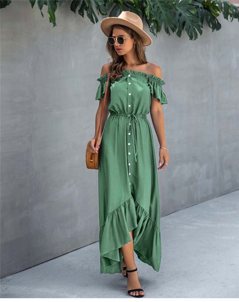 boho-Kleid Smaragdgrün