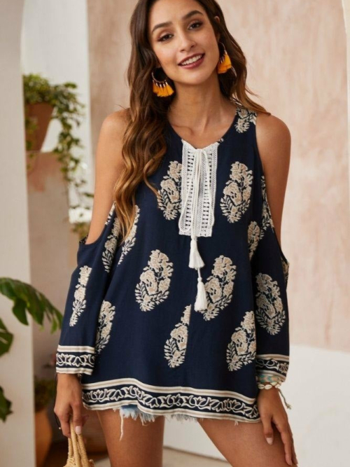 Boho Bluse mit offenen Schultern