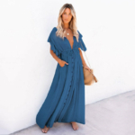 Langes boho-Kleid Marineblau