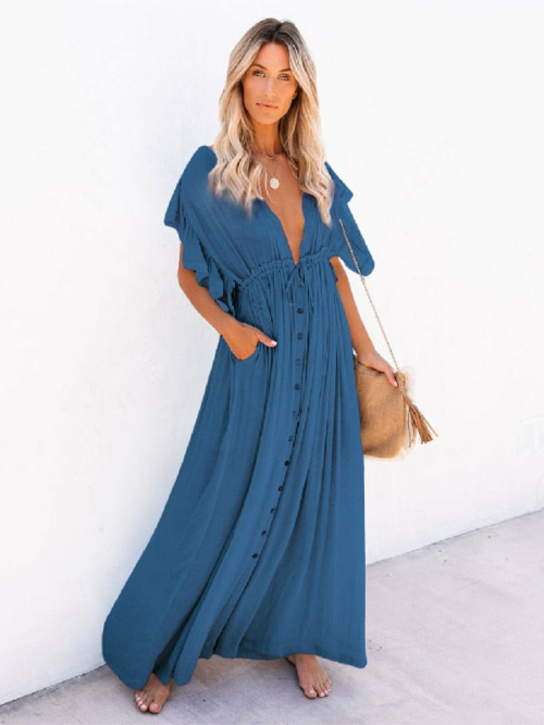 Langes boho-Kleid Marineblau