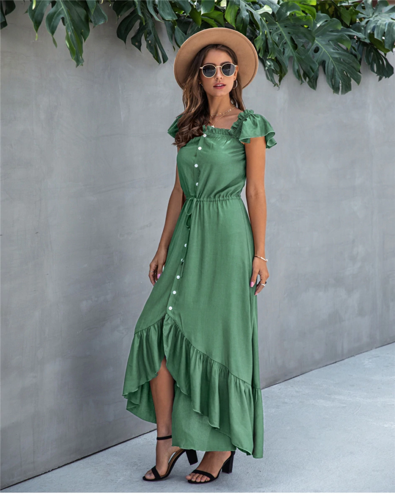 boho-Kleid Smaragdgrün