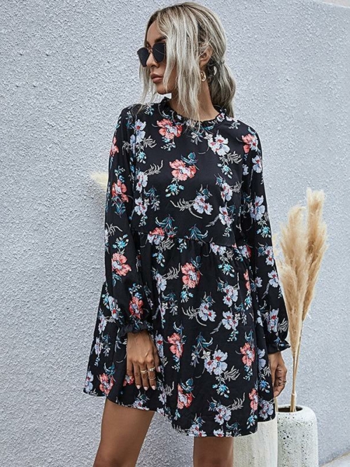 Boho Kleid Langarm Blume