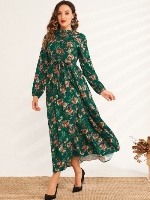 Boho Kleid Lang Blume Gekleidet