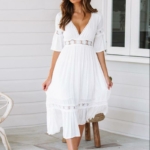 BOHO WEIß  MAXIKLEID SPITZE