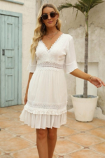 boho-Kleid Kurz Weiß