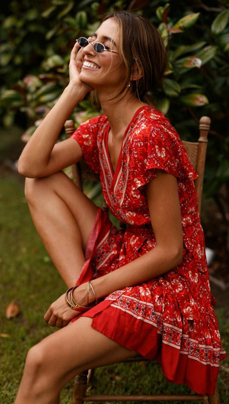 boho-Kleid Rot