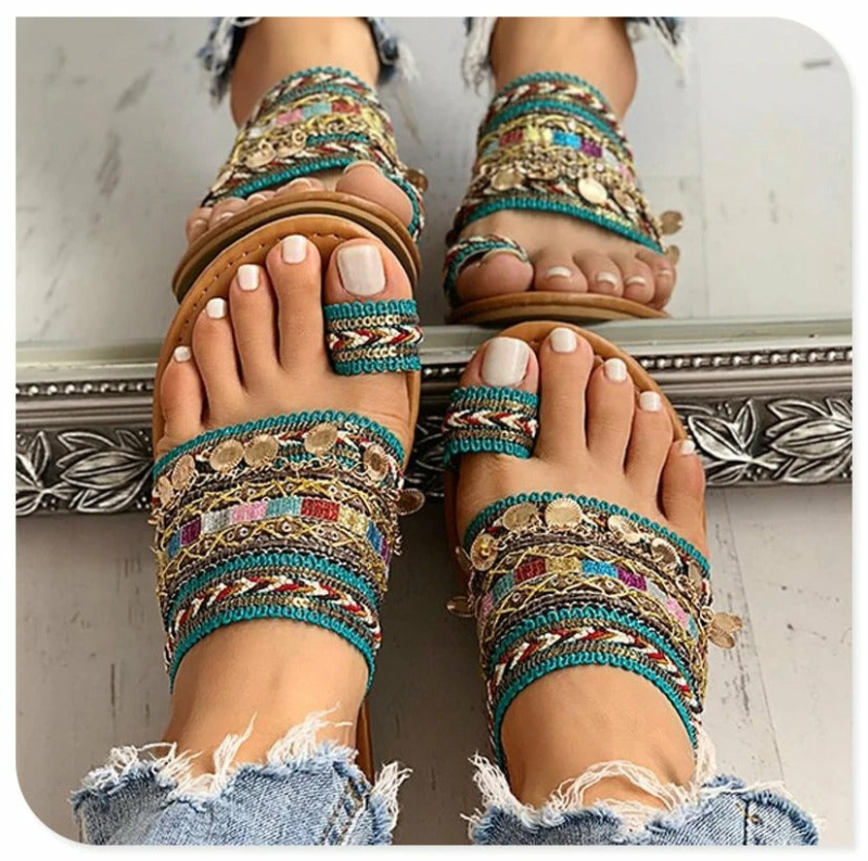 FLACHE BOHO-SANDALEN