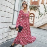 Langes Boho Kleid Blume Rosa