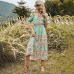 Boho Kleid Lang Chic Blume