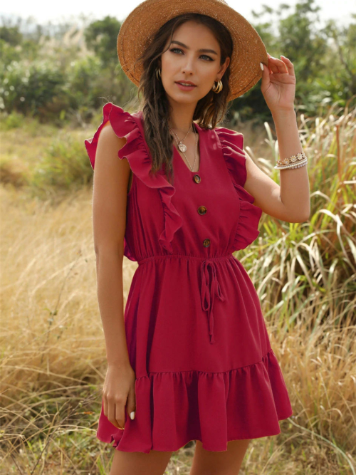 boho-Kleid Rot Chic