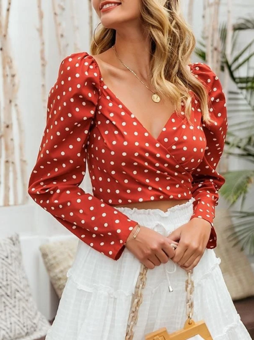 BOHO CROP TOP ROT POLKA DOTS