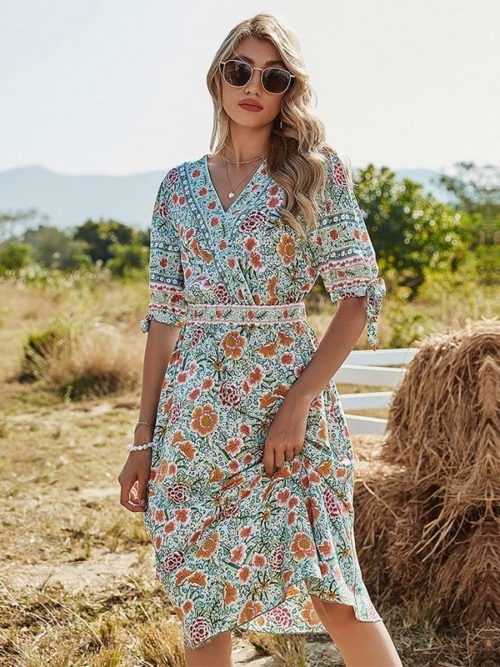 Boho Maxikleid Lang Blume