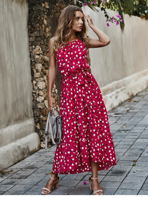 boho-Kleid Rosa Lang