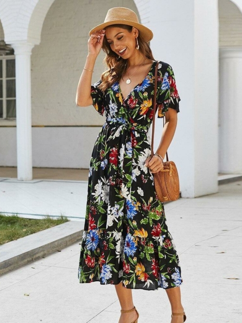 Boho Kleid Lang Blume Ceremonie