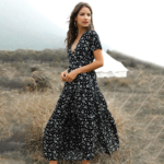 boho-Kleid Schwarz Vintage