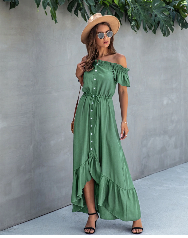 boho-Kleid Smaragdgrün