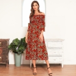 Boho Kleid Empire lang Blume