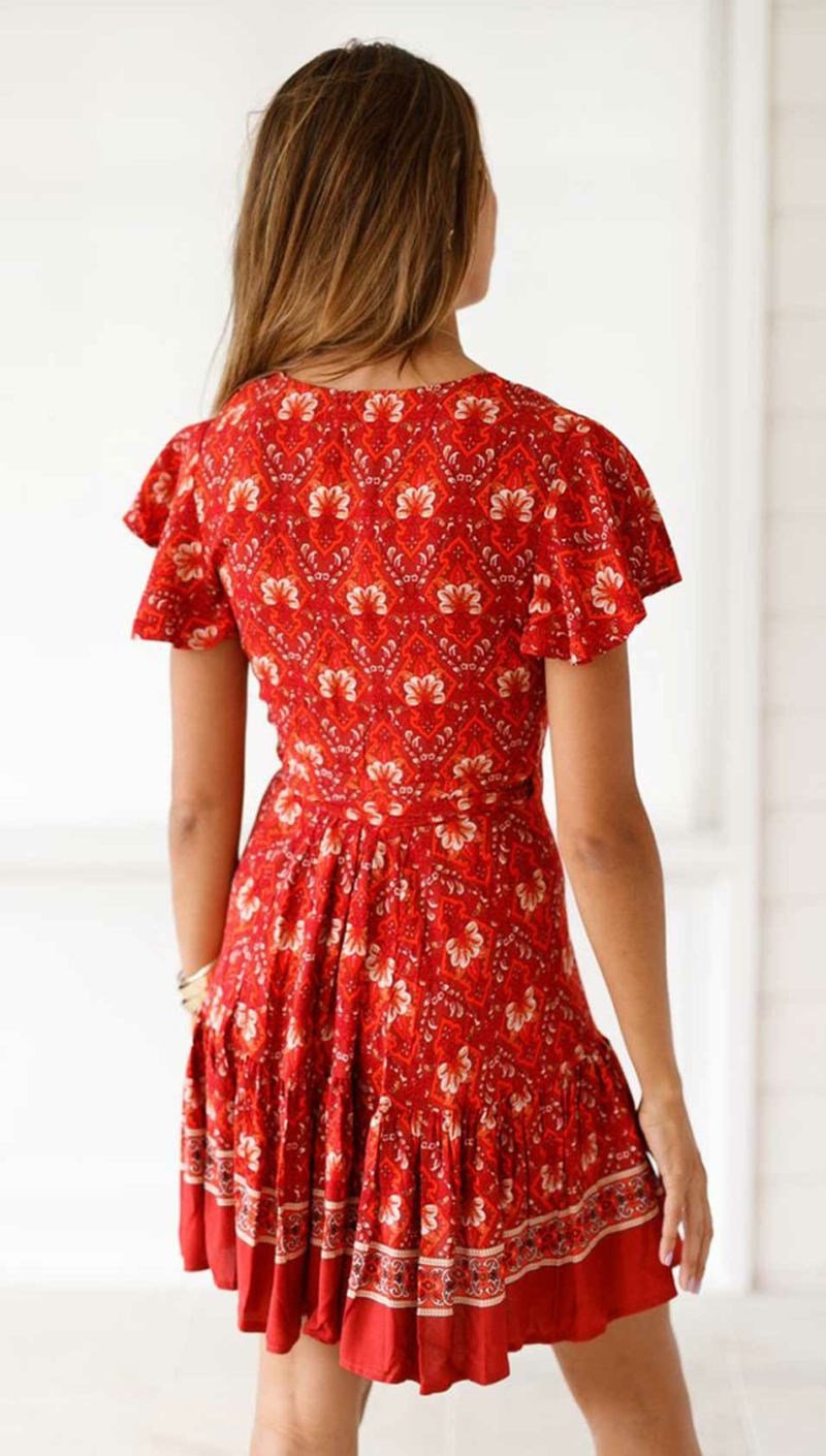 boho-Kleid Rot