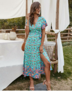 Langes boho-Kleid Hellblau