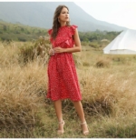 Langes Kleid boho Chic Rot