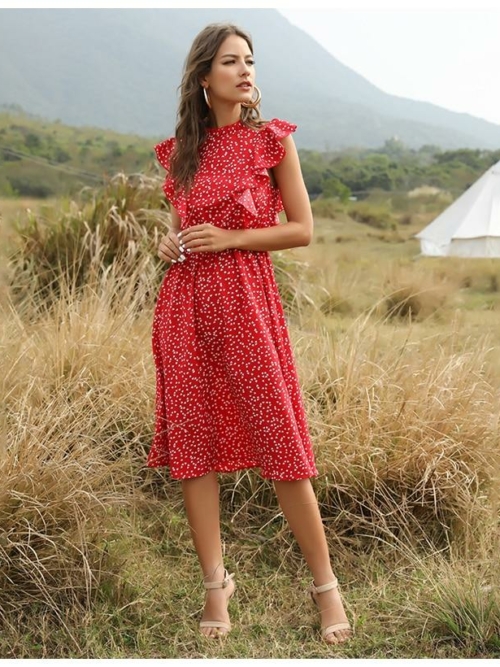 Langes Kleid boho Chic Rot